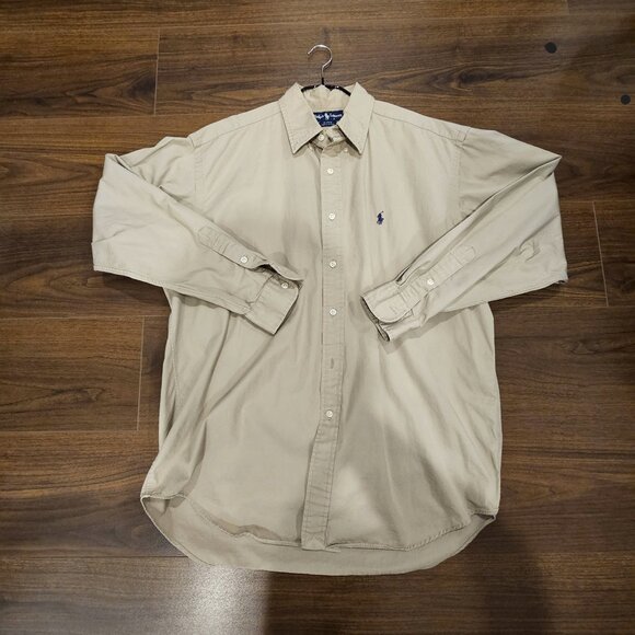 RALPH LAUREN POLO MENS SHIRT LARGE TAN BLAKE CLASSIC LONG SLEEVE BUTTON DENIM - Picture 5 of 7
